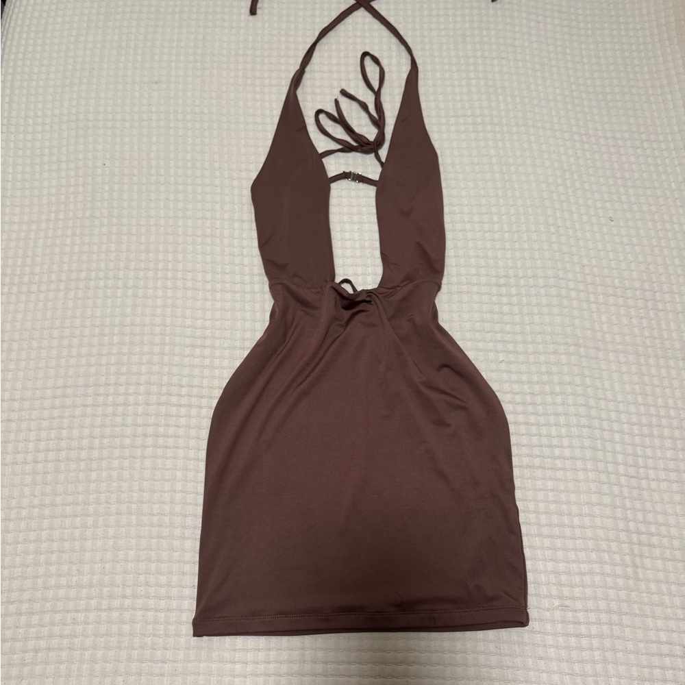Vintage Y2K Backless Brown Dress